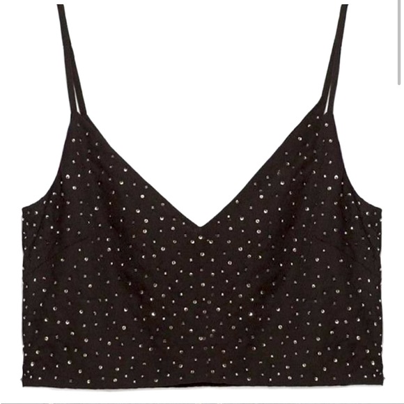 🆕(NWT) ZARA Rhinestone Crop Top. Size SMALL - Picture 2 of 10